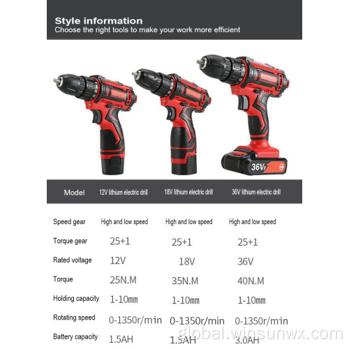 Cordless Drill lithium-ion battery cordless power drills brushless Manufactory